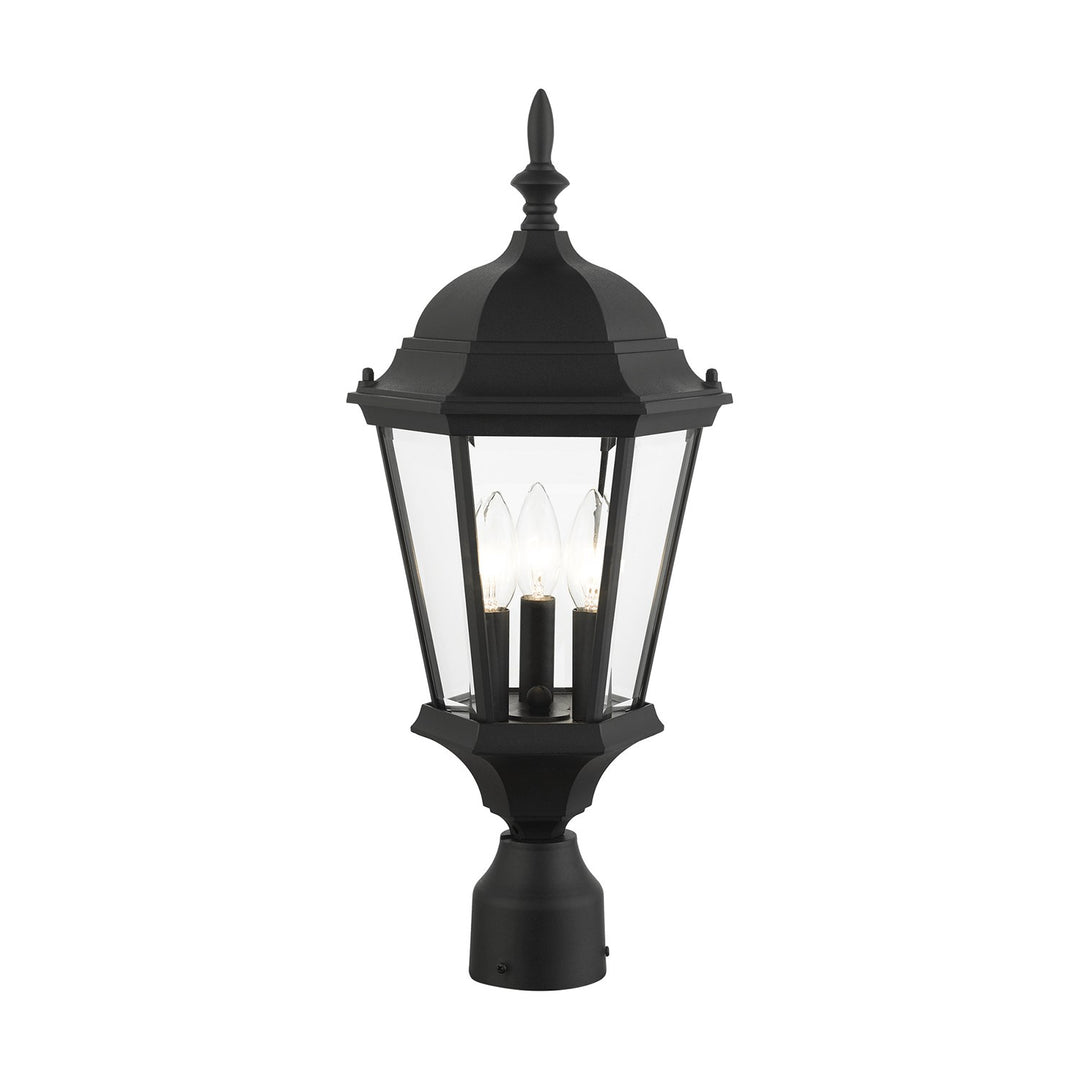 3 Light Textured Black Outdoor Post Top Lantern