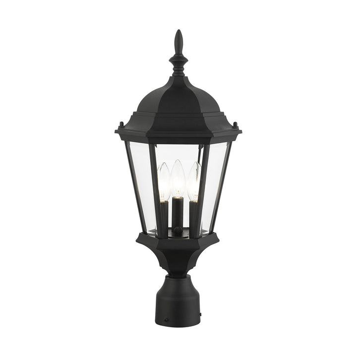 3 Light Textured Black Outdoor Post Top Lantern