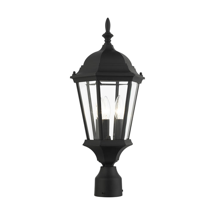 3 Light Textured Black Outdoor Post Top Lantern