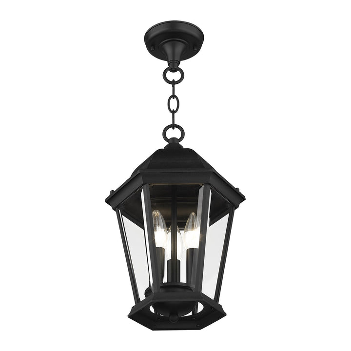 3 Light Textured Black Outdoor Pendant Lantern