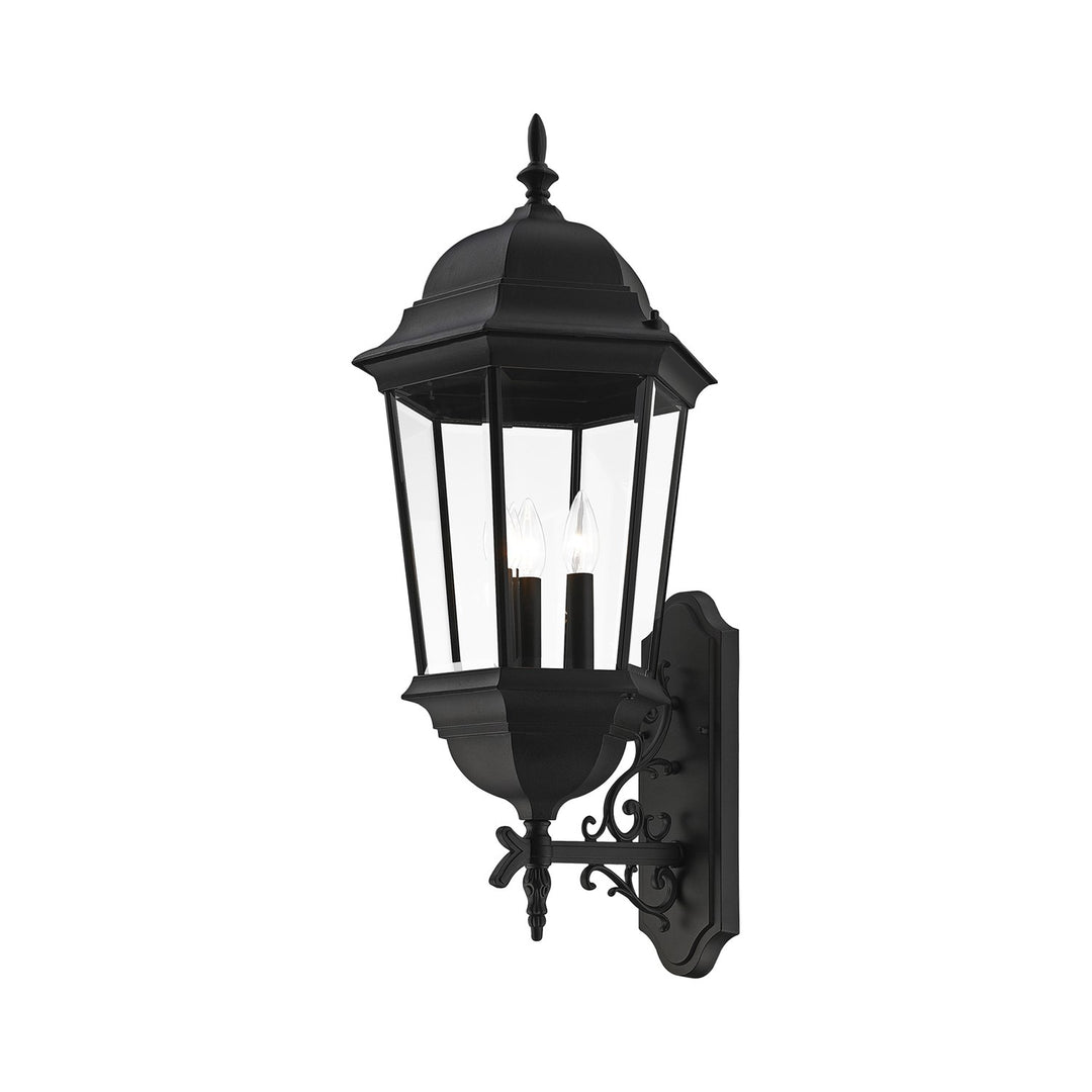 3 Light Textured Black Outdoor Wall Lantern