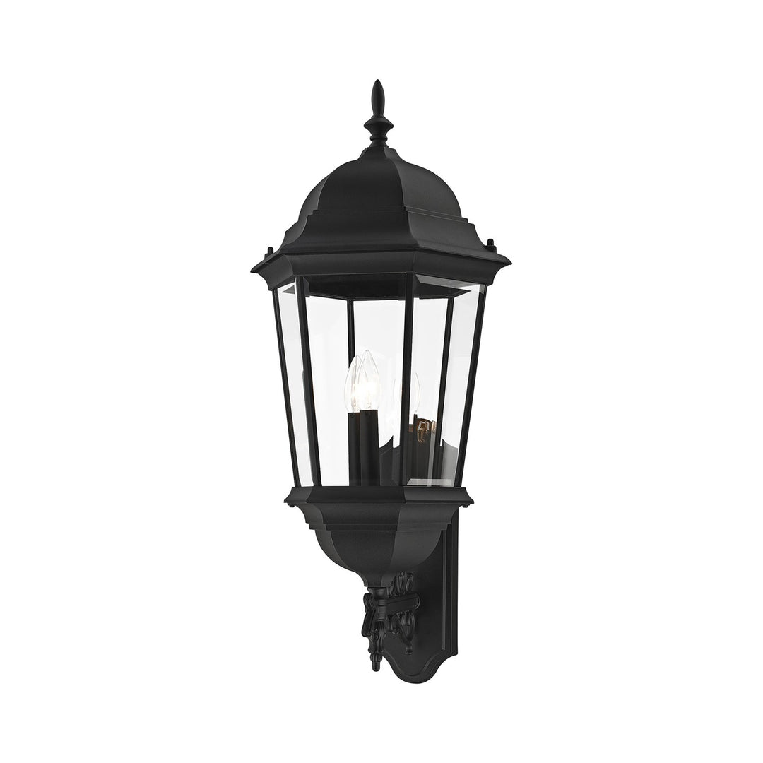 3 Light Textured Black Outdoor Wall Lantern