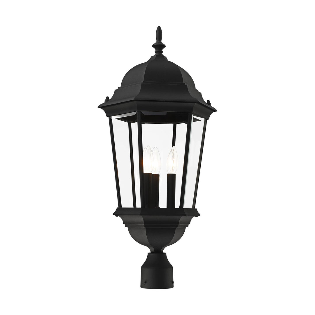 3 Light Textured Black Outdoor Post Top Lantern
