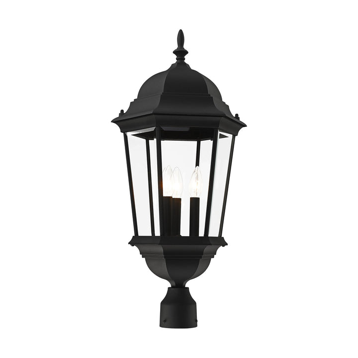 3 Light Textured Black Outdoor Post Top Lantern