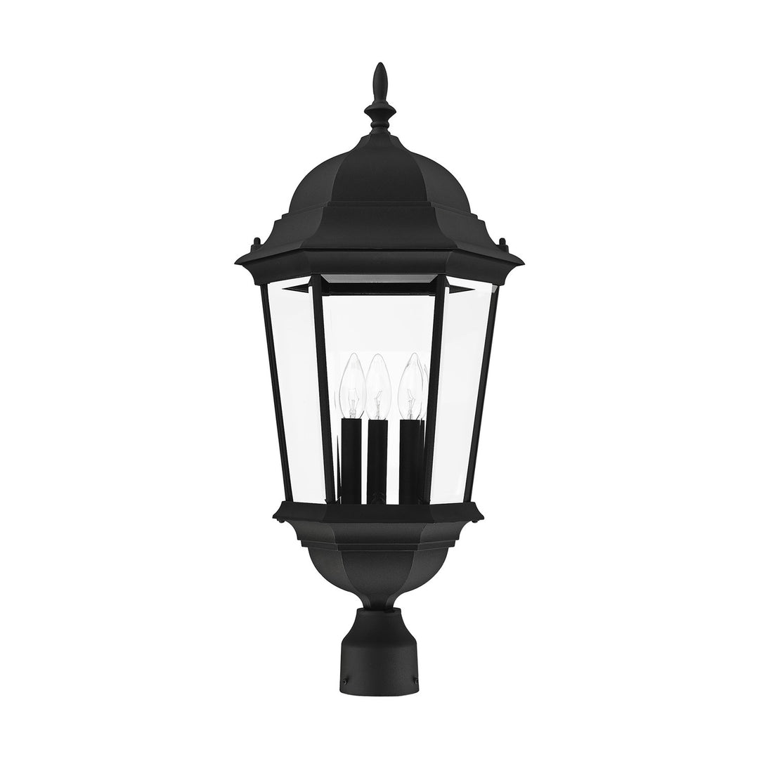 3 Light Textured Black Outdoor Post Top Lantern