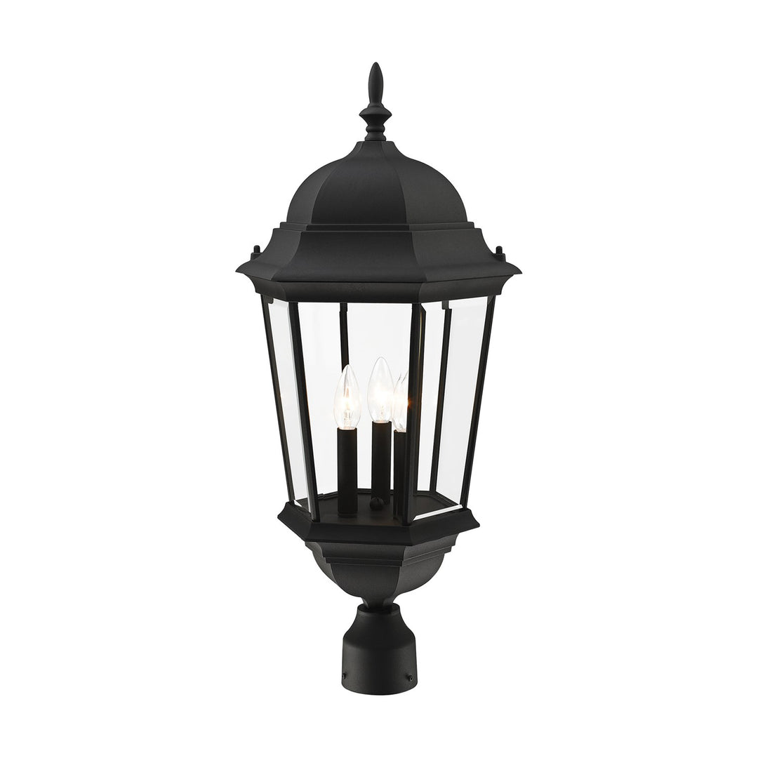 3 Light Textured Black Outdoor Post Top Lantern