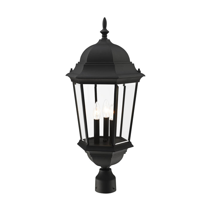 3 Light Textured Black Outdoor Post Top Lantern