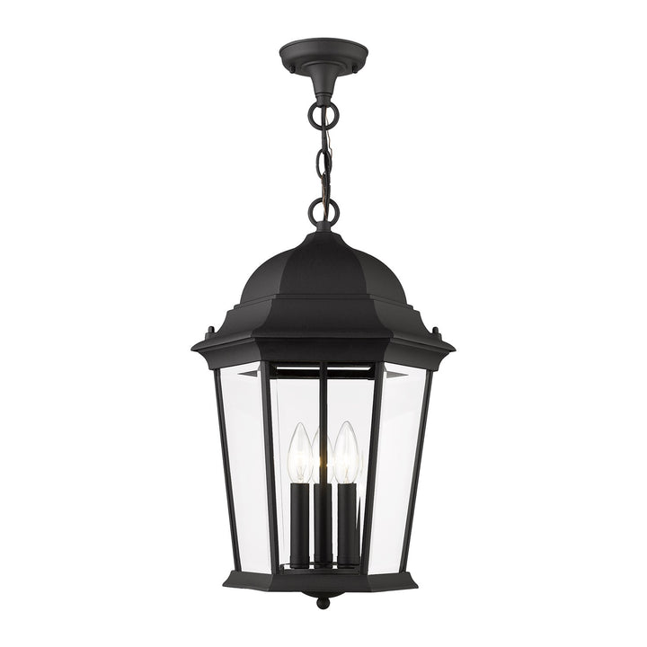 3 Light Textured Black Outdoor Pendant Lantern by Livex Lighting
