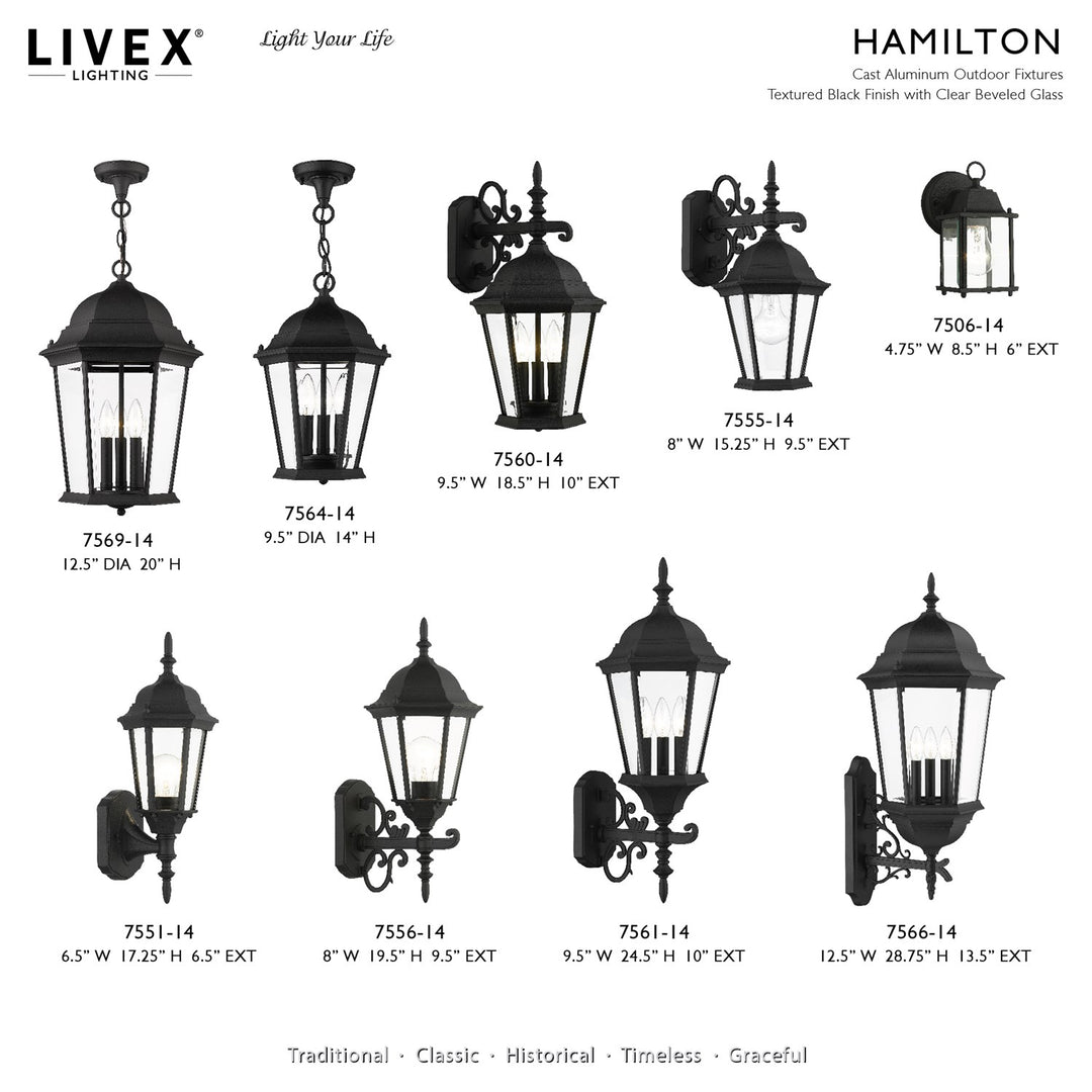 3 Light Textured Black Outdoor Pendant Lantern