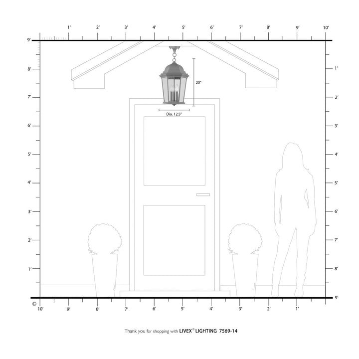 3 Light Textured Black Outdoor Pendant Lantern