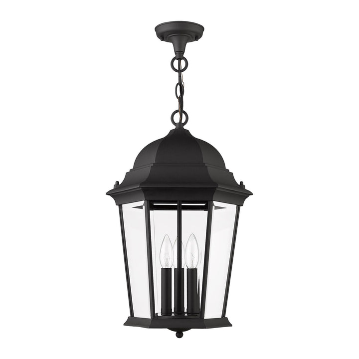 3 Light Textured Black Outdoor Pendant Lantern