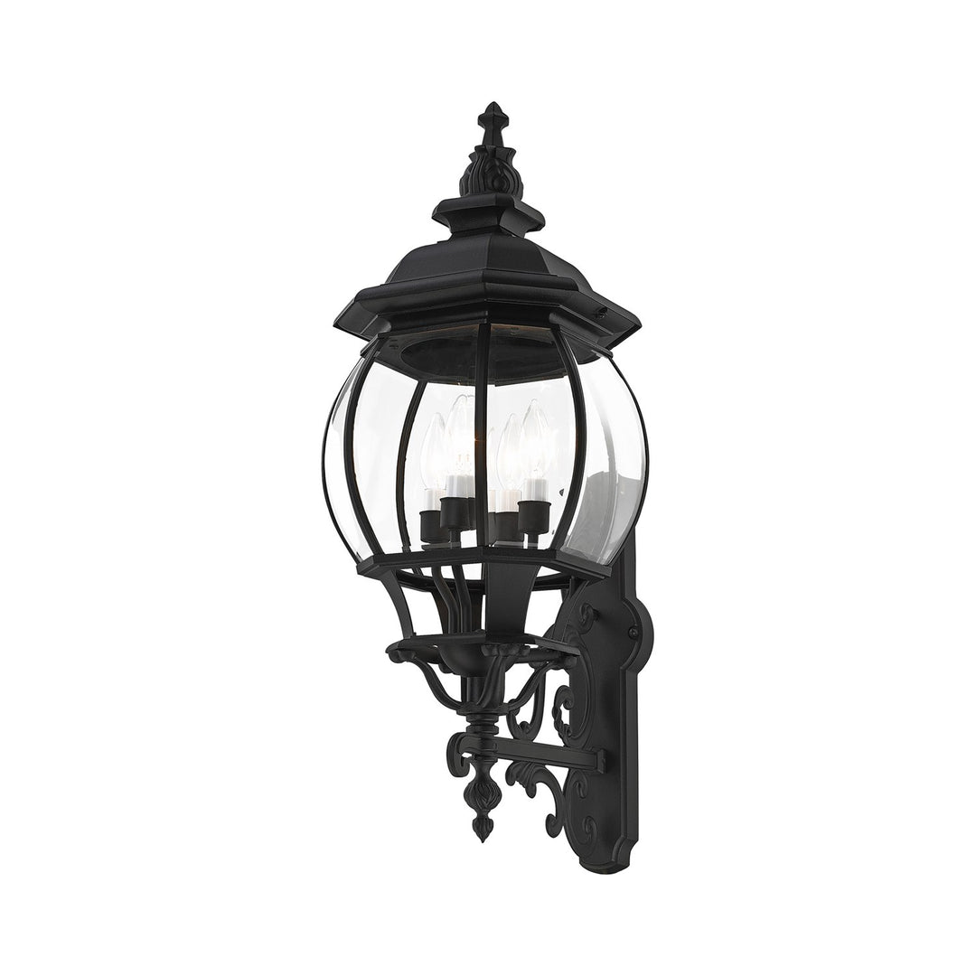 4 Light Textured Black Outdoor Wall Lantern