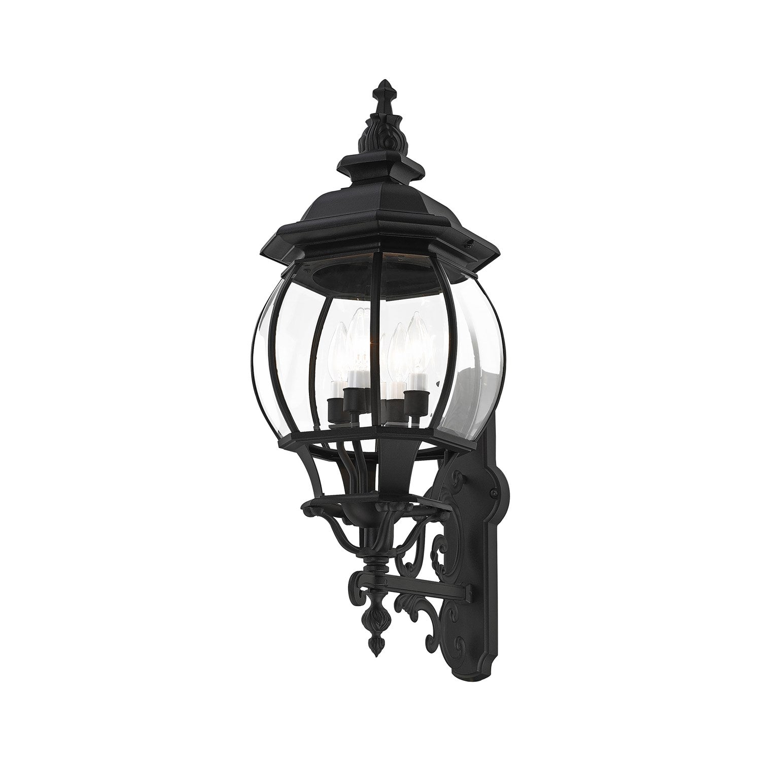 4 Light Textured Black Outdoor Wall Lantern