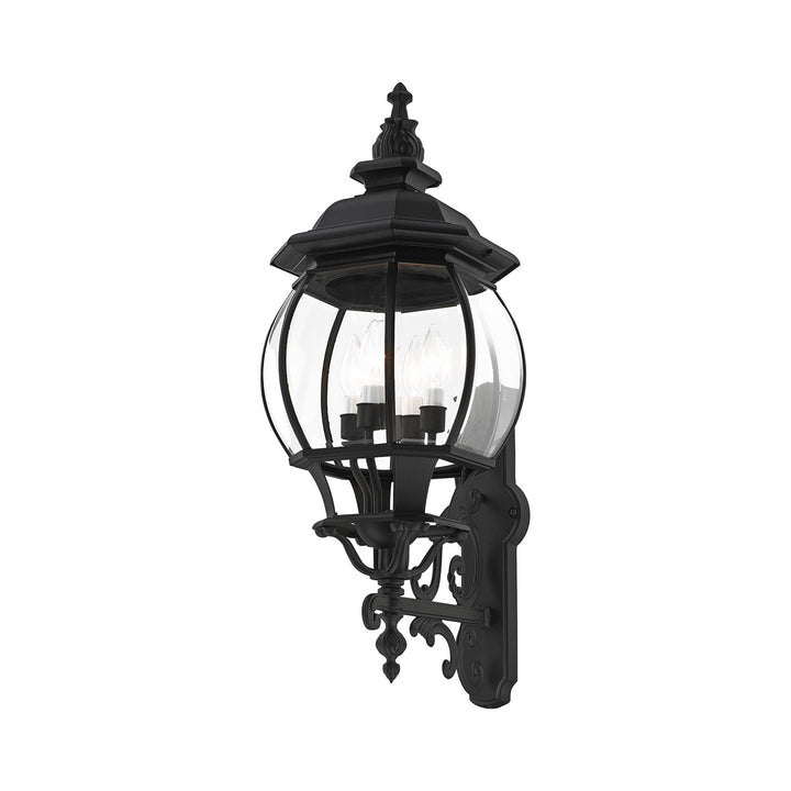 4 Light Textured Black Outdoor Wall Lantern