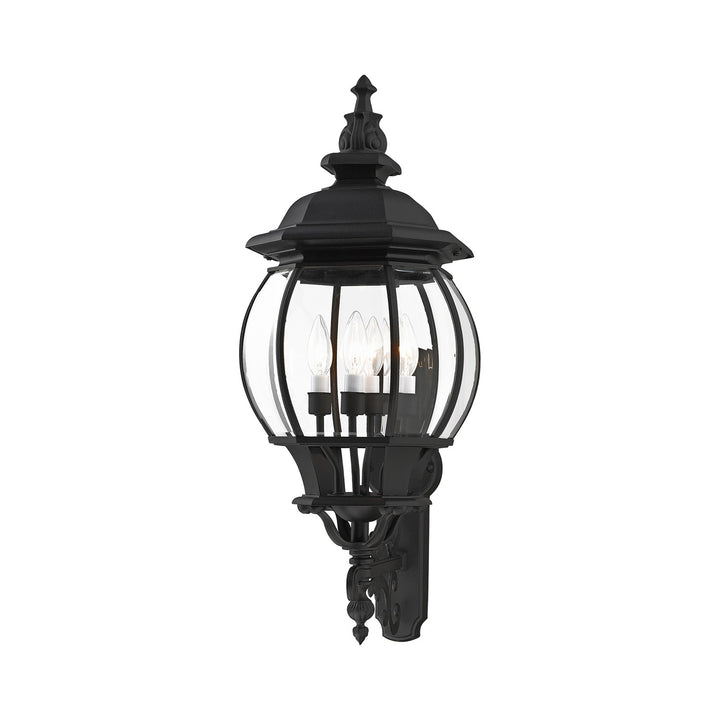 4 Light Textured Black Outdoor Wall Lantern