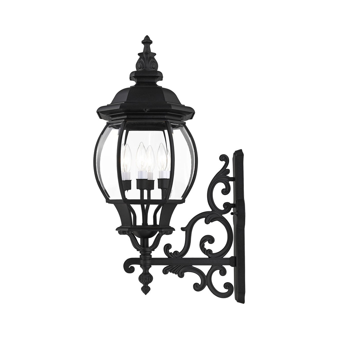 4 Light Textured Black Outdoor Wall Lantern