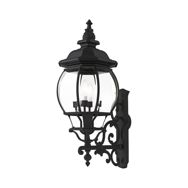 4 Light Textured Black Outdoor Wall Lantern