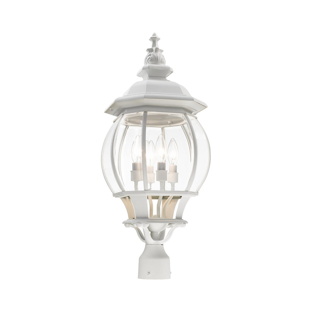 4 Light Textured White Outdoor Post Top Lantern