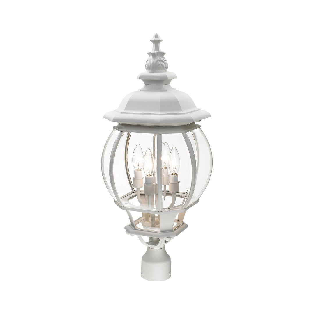 4 Light Textured White Outdoor Post Top Lantern