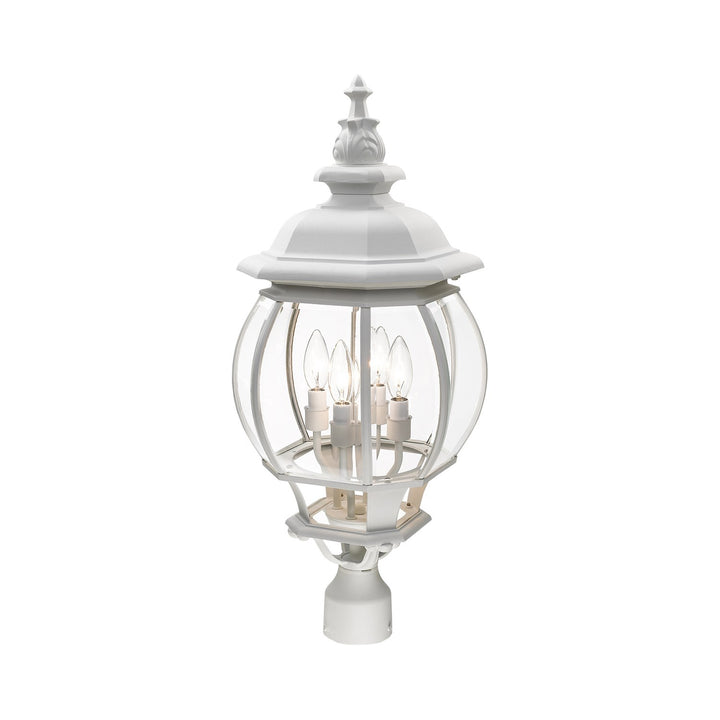 4 Light Textured White Outdoor Post Top Lantern
