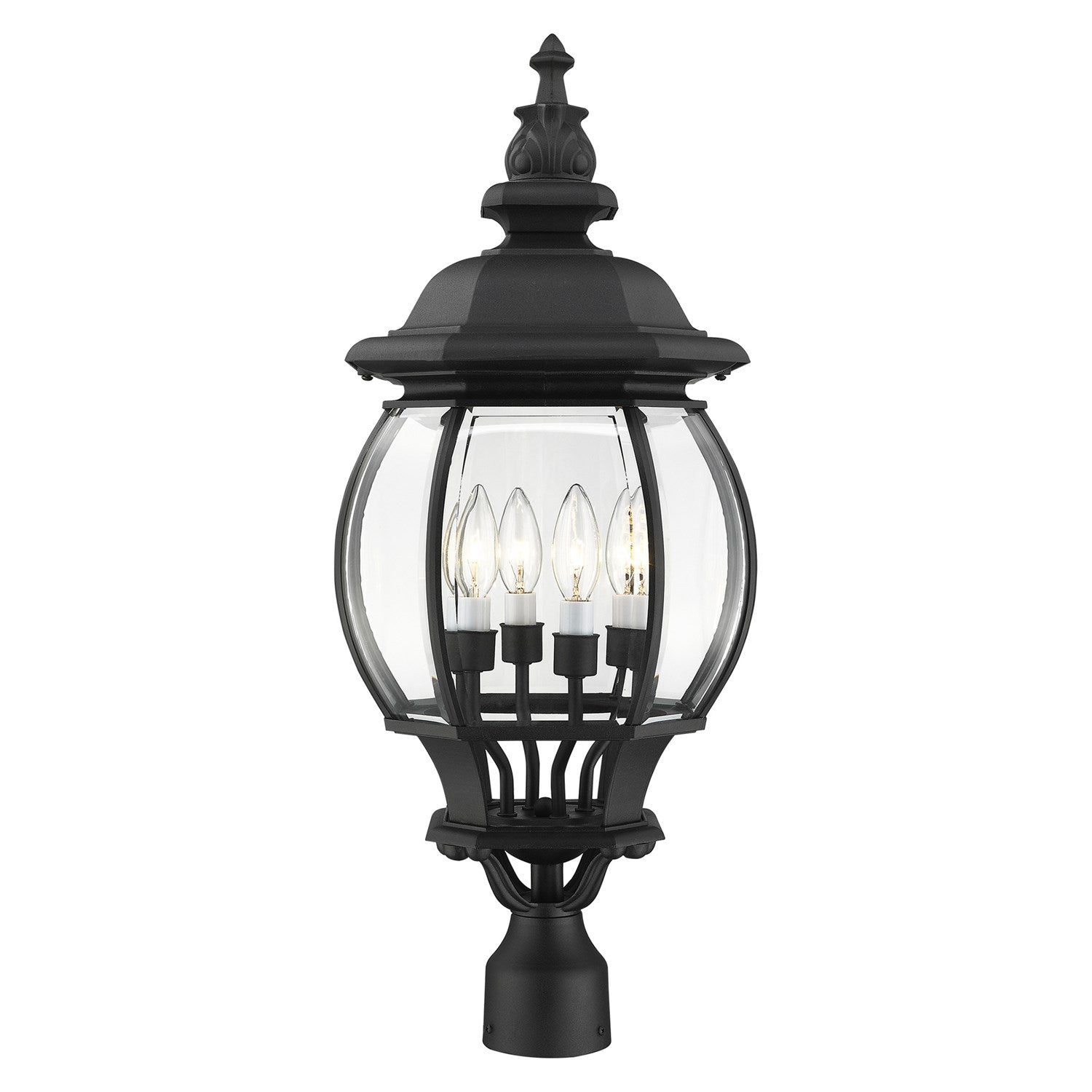 4 Light Textured Black Outdoor Post Top Lantern by Livex Lighting