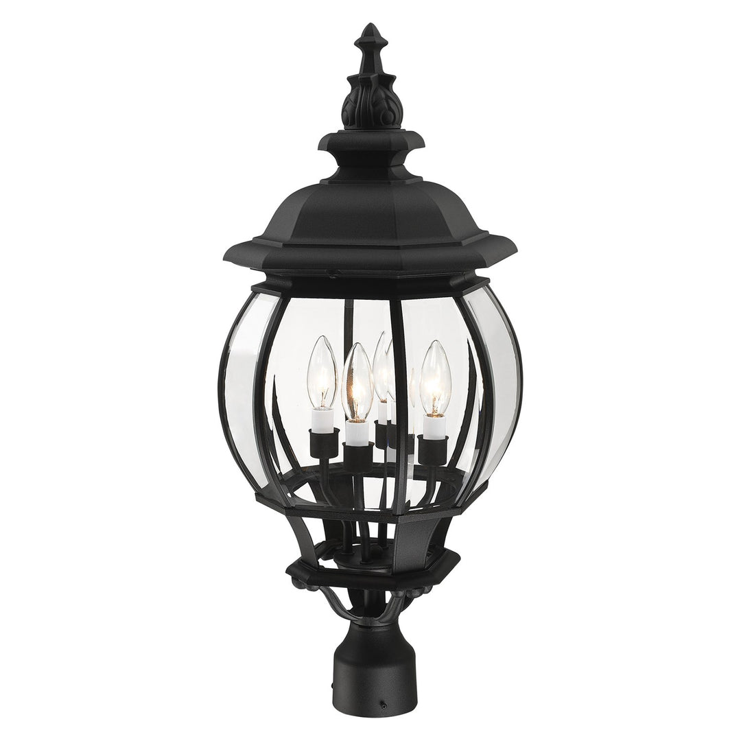4 Light Textured Black Outdoor Post Top Lantern