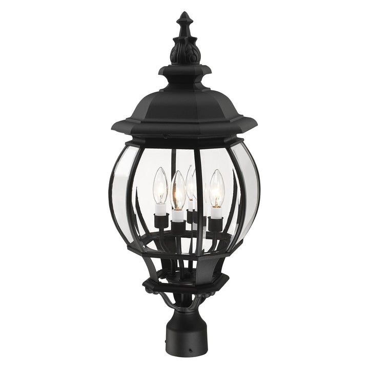 4 Light Textured Black Outdoor Post Top Lantern