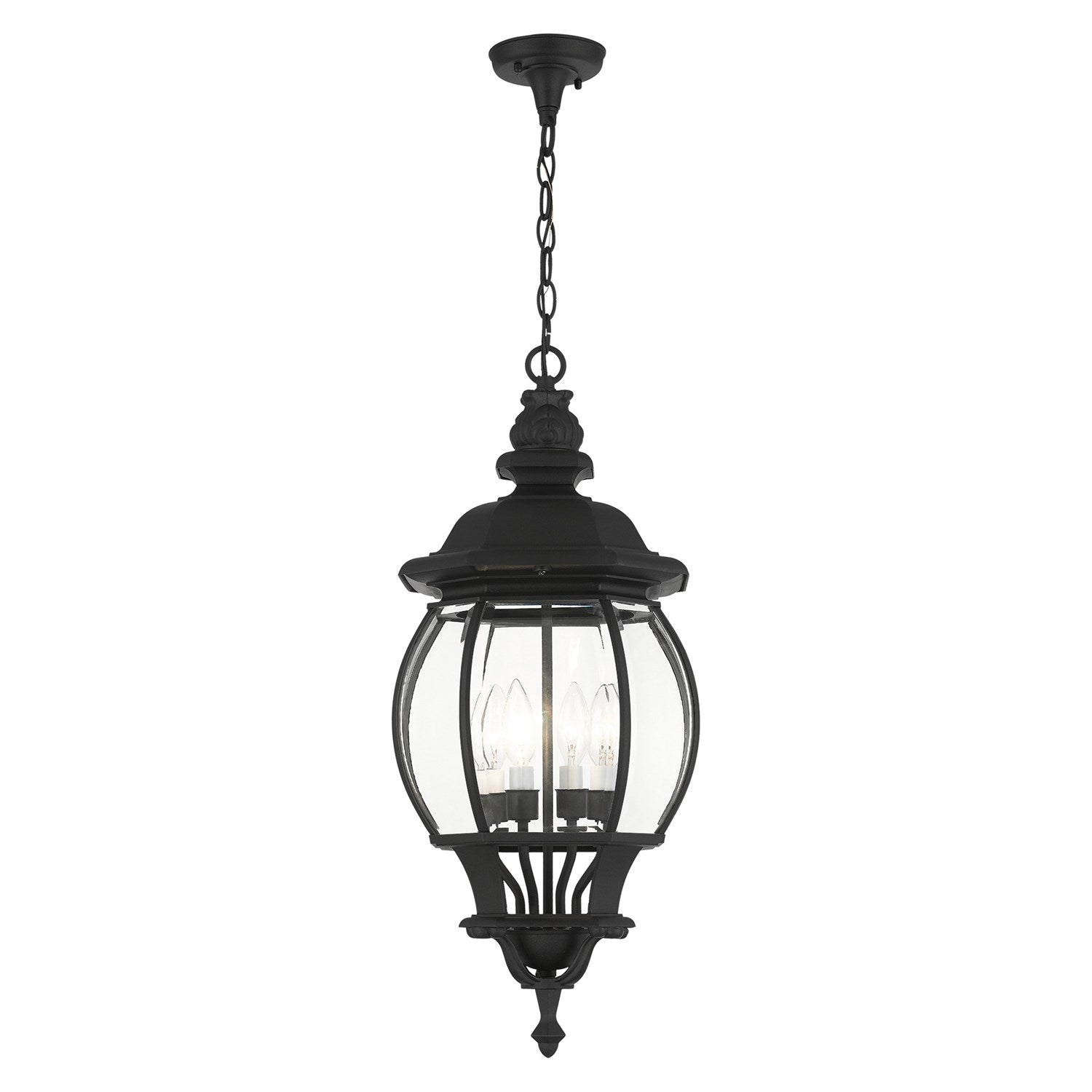4 Light Textured Black Outdoor Pendant Lantern by Livex Lighting