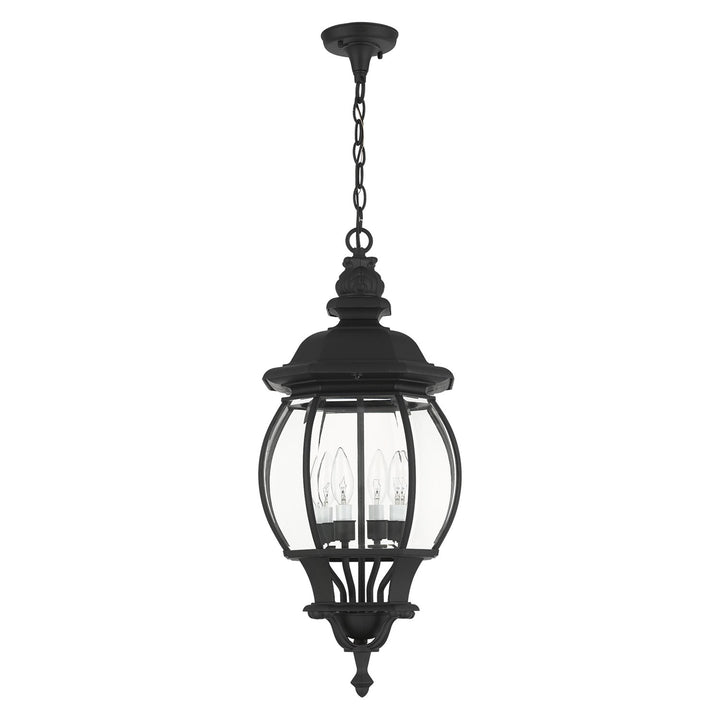 4 Light Textured Black Outdoor Pendant Lantern