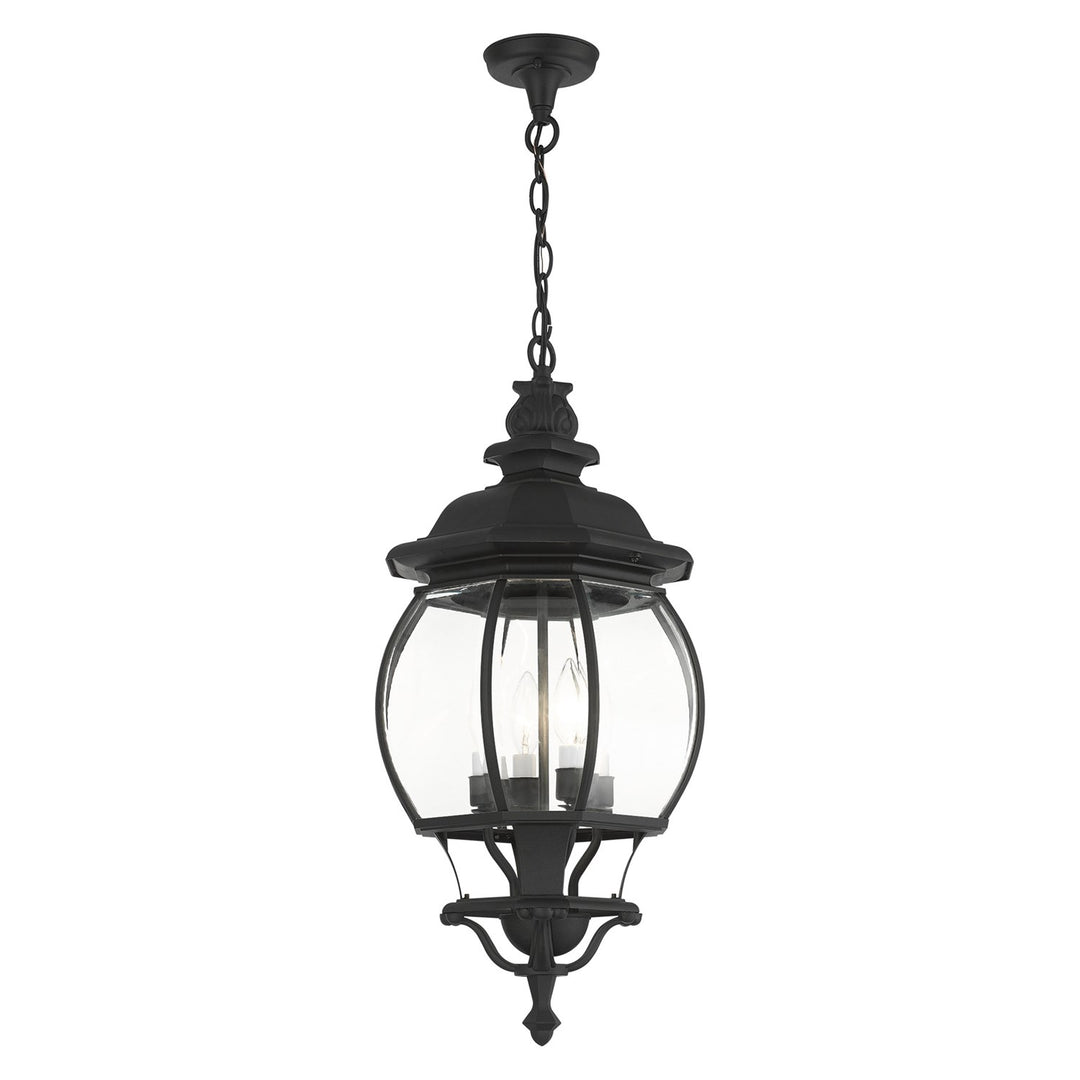 4 Light Textured Black Outdoor Pendant Lantern