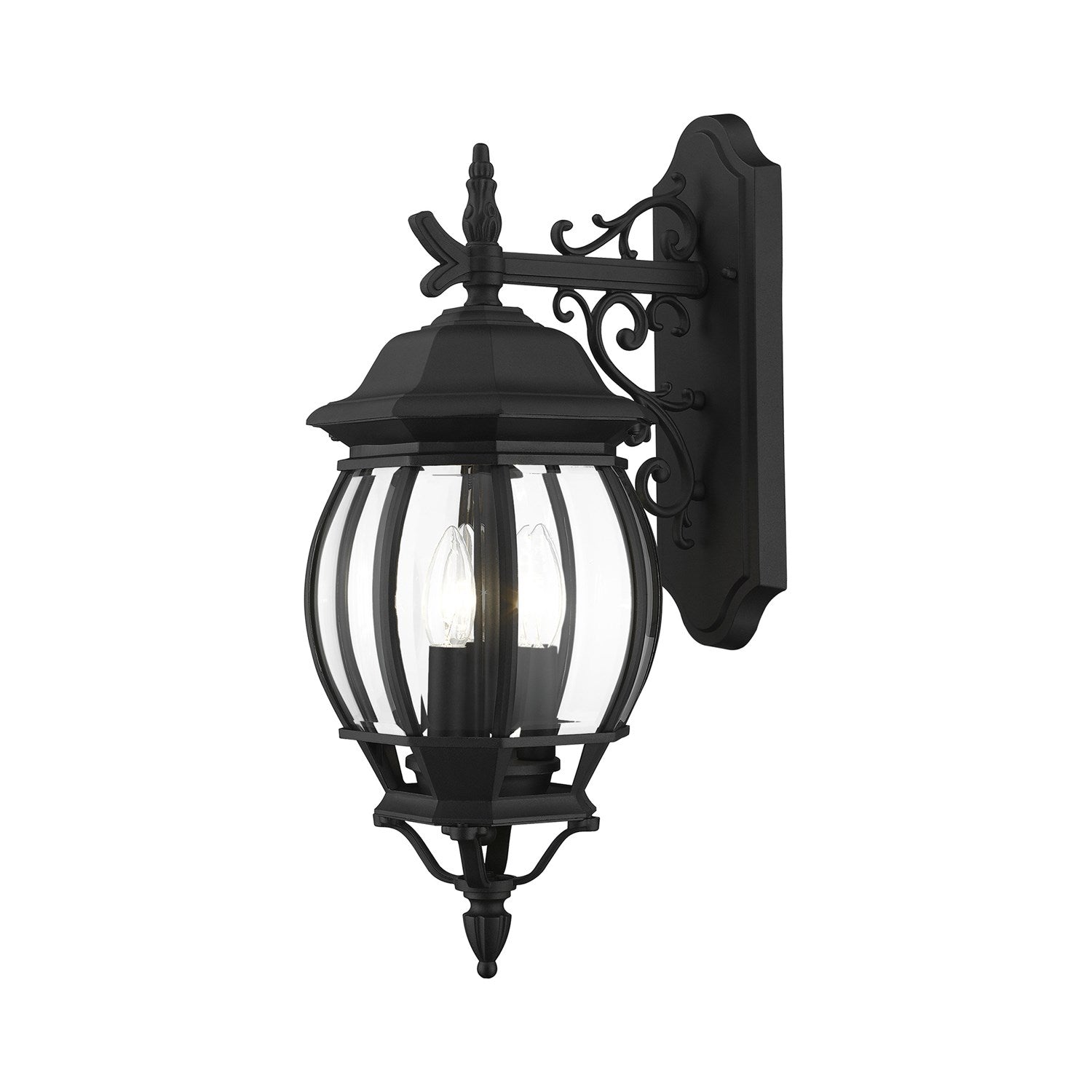 3 Light Textured Black Outdoor Wall Lantern