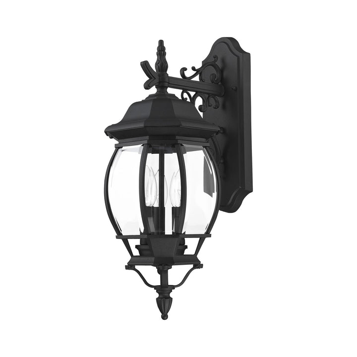 3 Light Textured Black Outdoor Wall Lantern