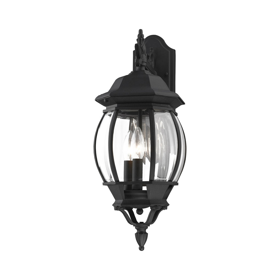 3 Light Textured Black Outdoor Wall Lantern