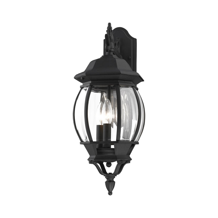 3 Light Textured Black Outdoor Wall Lantern