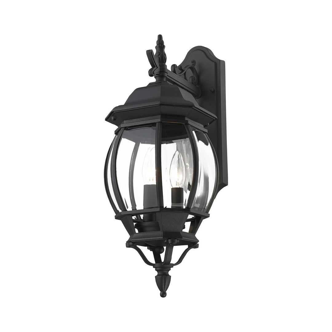3 Light Textured Black Outdoor Wall Lantern