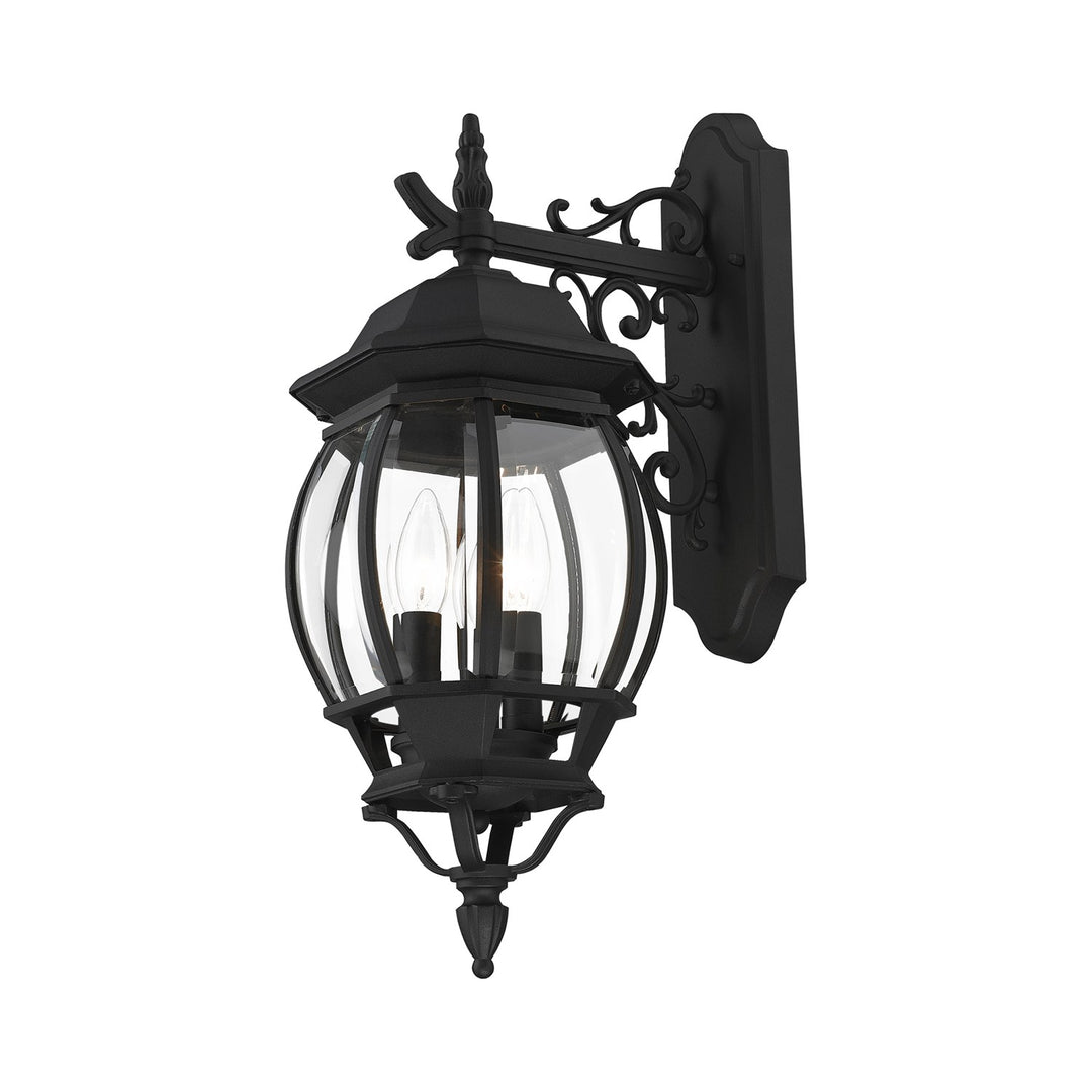 3 Light Textured Black Outdoor Wall Lantern
