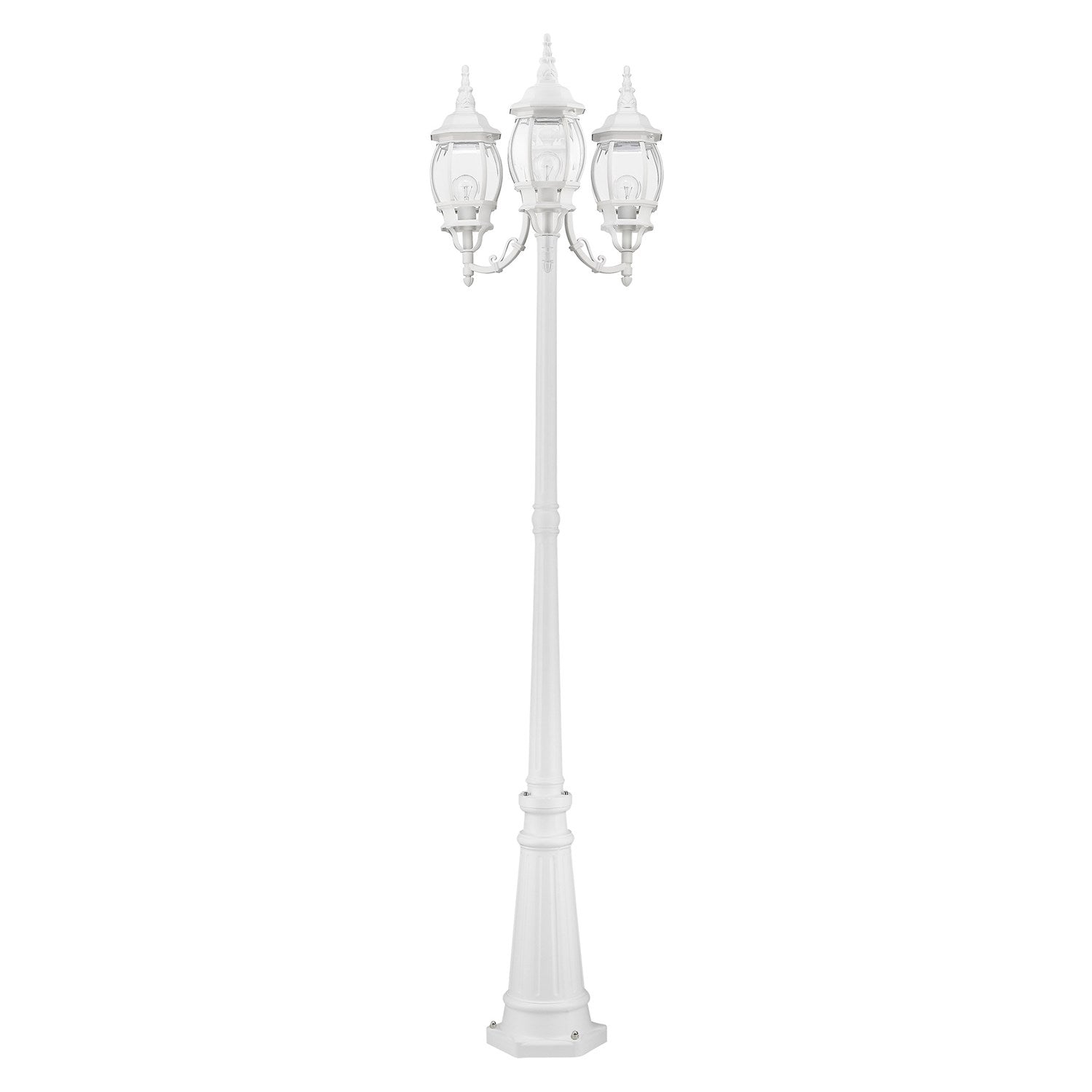 3 Light Textured White Outdoor Post Light
