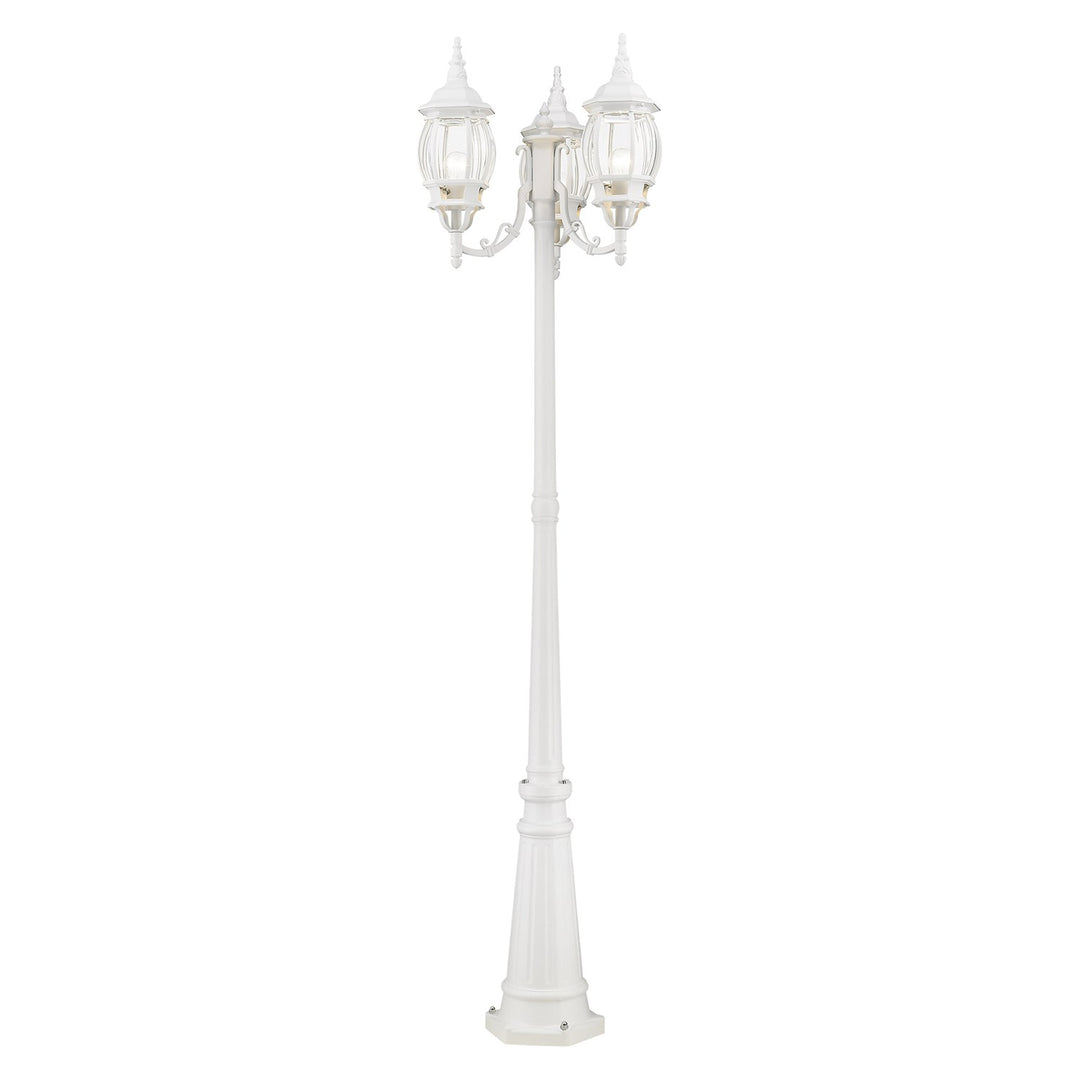 3 Light Textured White Outdoor Post Light