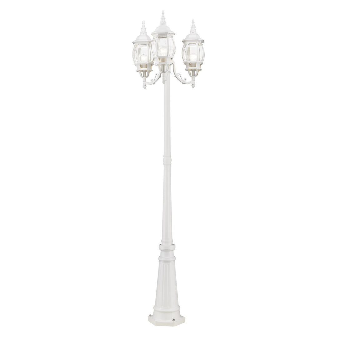 3 Light Textured White Outdoor Post Light