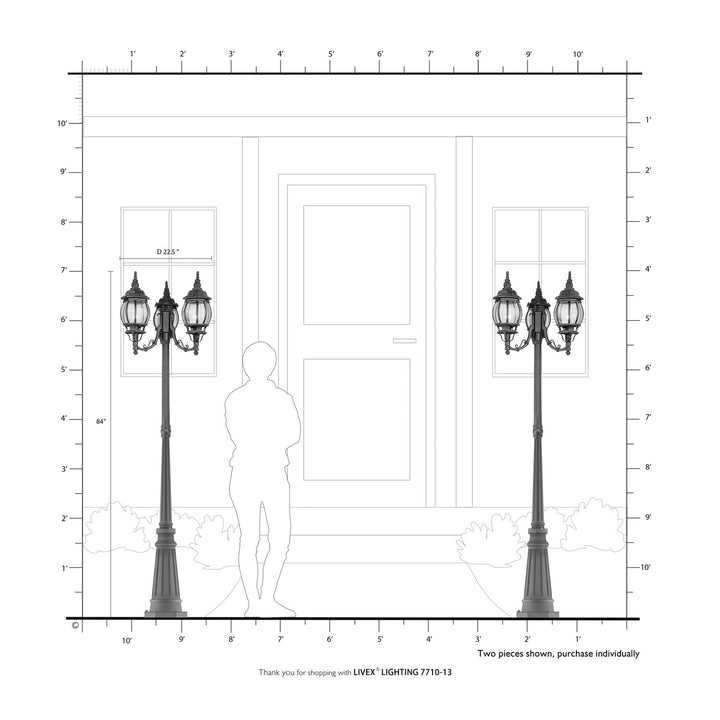 3 Light Textured White Outdoor Post Light