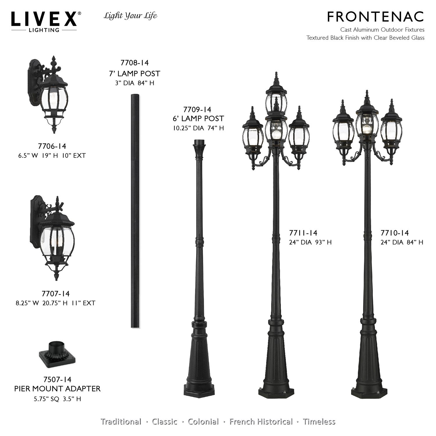 3 Light Textured Black Outdoor Post Light