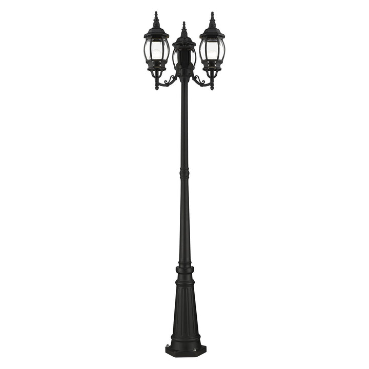 3 Light Textured Black Outdoor Post Light