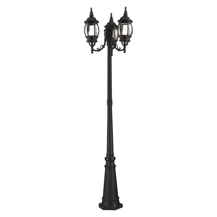 3 Light Textured Black Outdoor Post Light