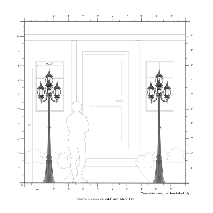 4 Light Textured Black Outdoor Post Light