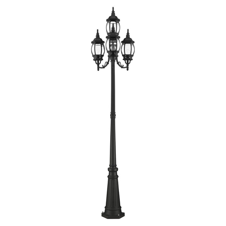 4 Light Textured Black Outdoor Post Light
