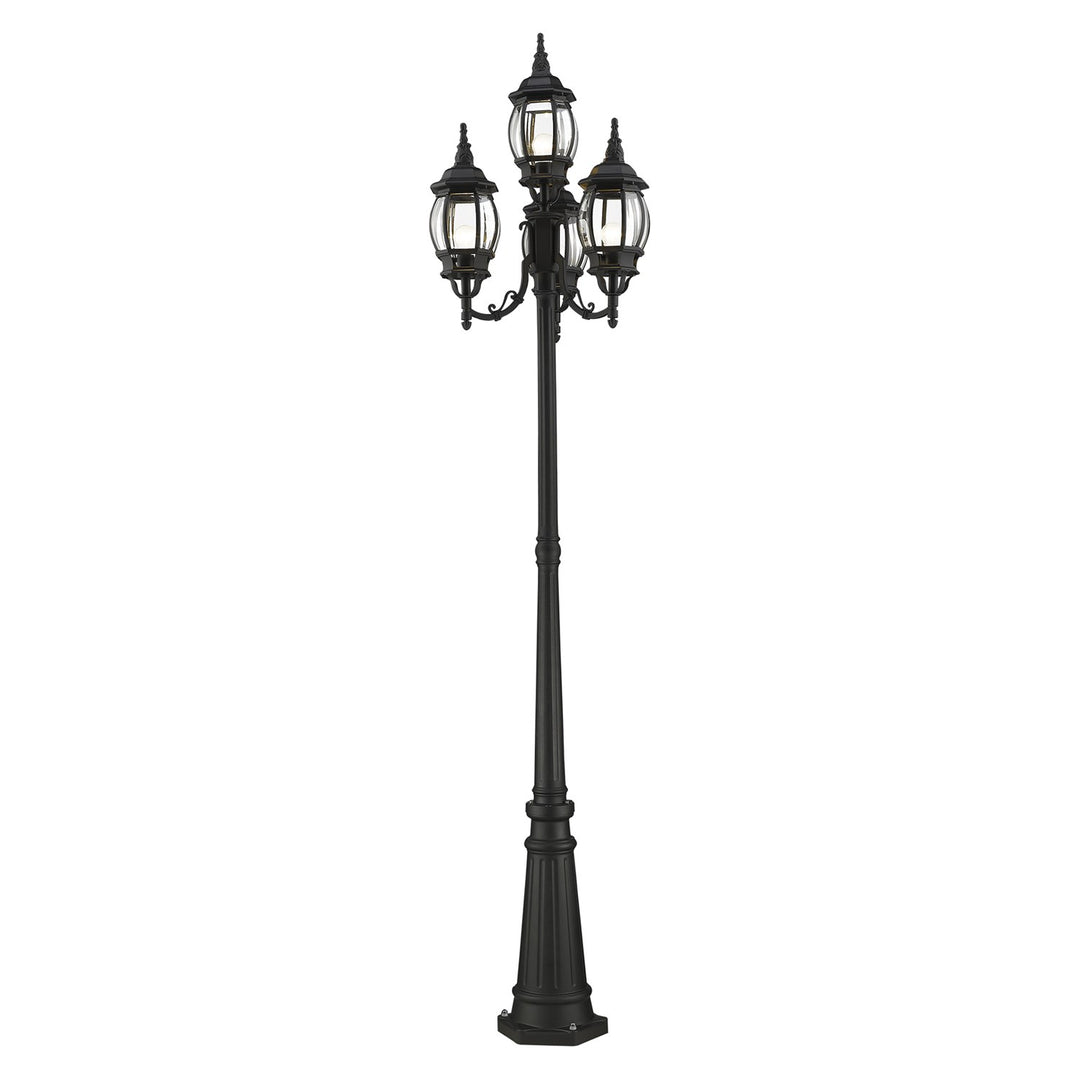 4 Light Textured Black Outdoor Post Light