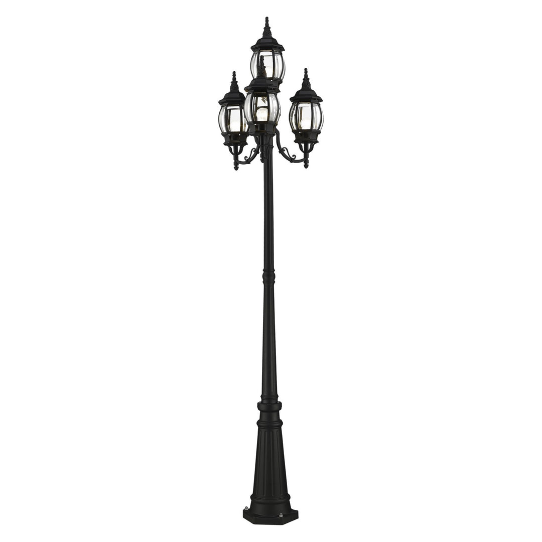 4 Light Textured Black Outdoor Post Light