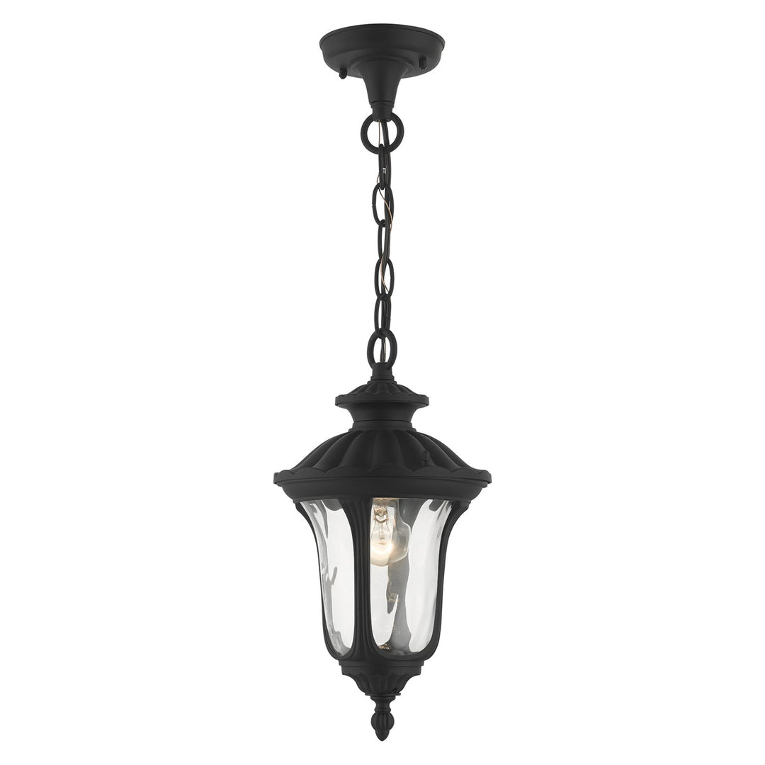 1 Light Textured Black Outdoor Pendant Lantern by Livex Lighting