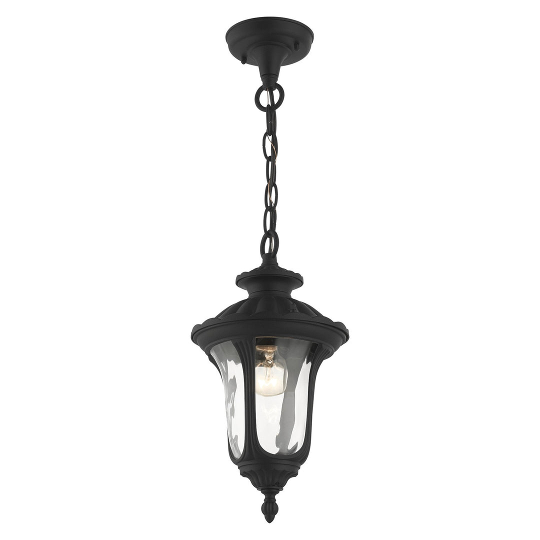 1 Light Textured Black Outdoor Pendant Lantern