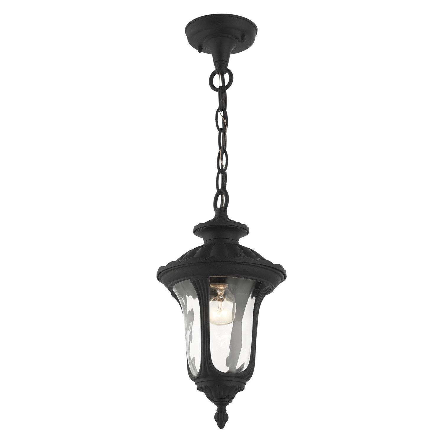 1 Light Textured Black Outdoor Pendant Lantern